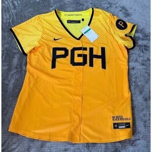 Nike Pittsburgh Pirates City Connect Jersey Womens XL‎ Gold Black Hayes #13